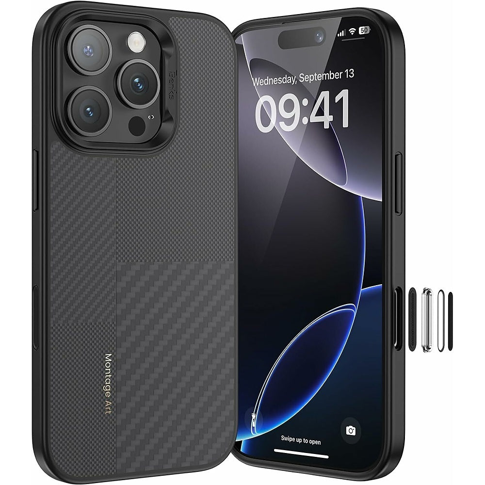 Husa Benks Montage Magnetic Armor Pro Kevlar Metal Frame 600D+1500D (Mf65) pentru iPhone 16 Pro Negru (Camera Control Bu