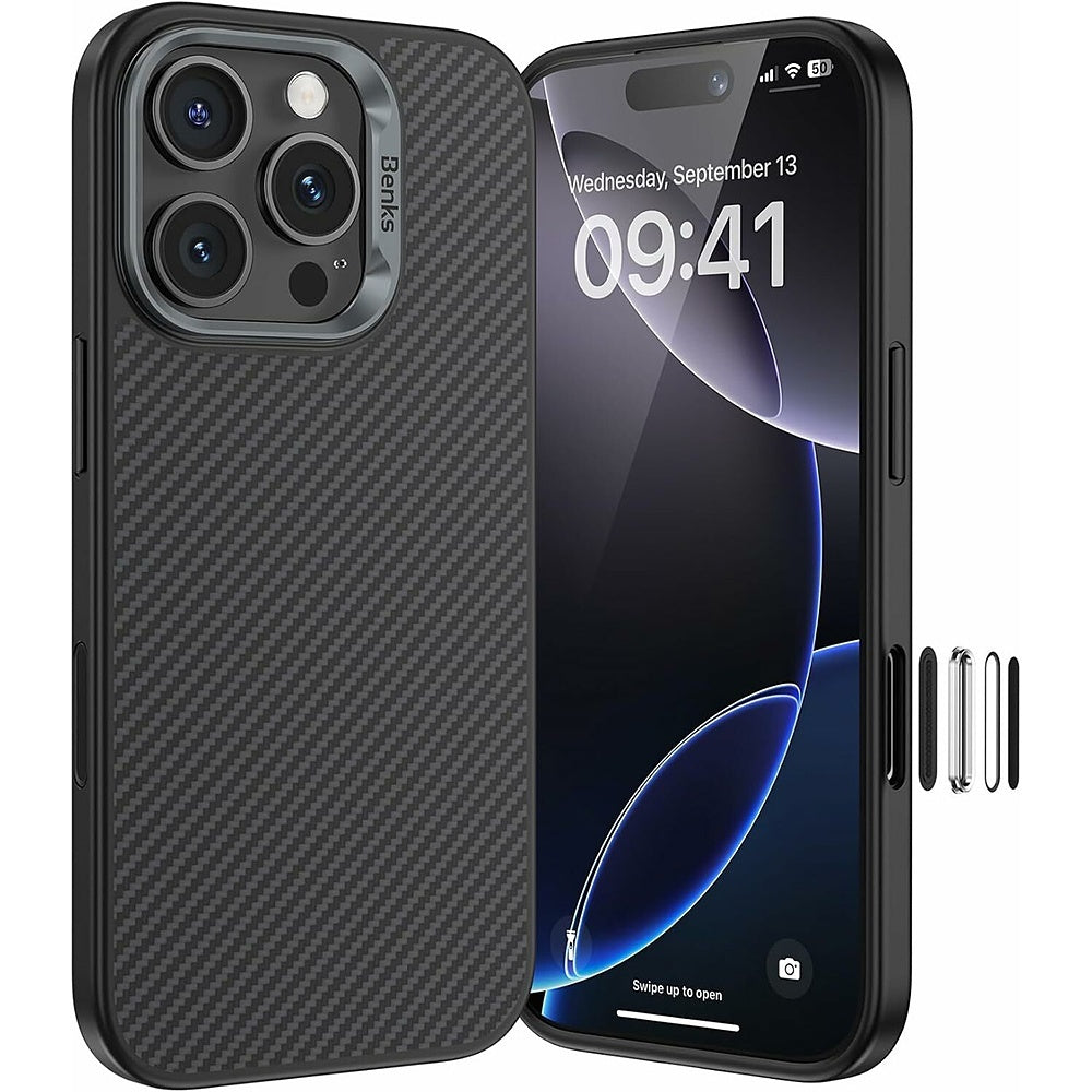 Husa Benks Magnetic Armor Pro Kevlar Metal Frame 600D (Ad66) pentru iPhone 16 Pro Max Negru (Camera Control Button)
