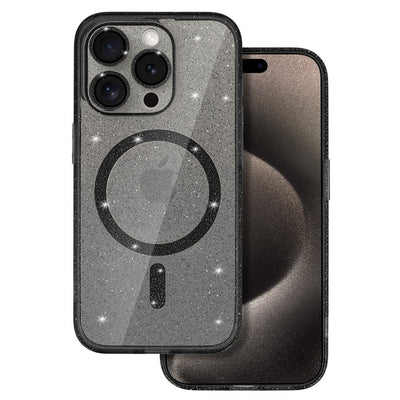 Husa Glitter Magsafe pentru Samsung Galaxy S26 Plus Negru Transparent