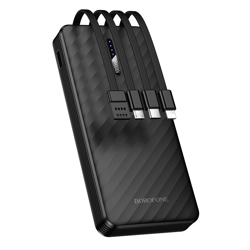 Cablu Borofone Acumulator extern 10000mAh Bj84 Smooth - USB - cu USB, Type C, Lightning si Micro USB Negru