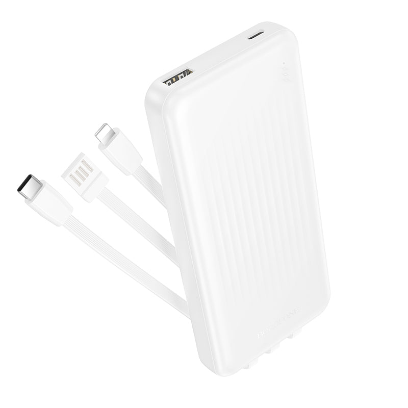 Cablu Borofone Acumulator extern 10000mAh Bj79 Clever - USB - cu Type C si Lightning Alb