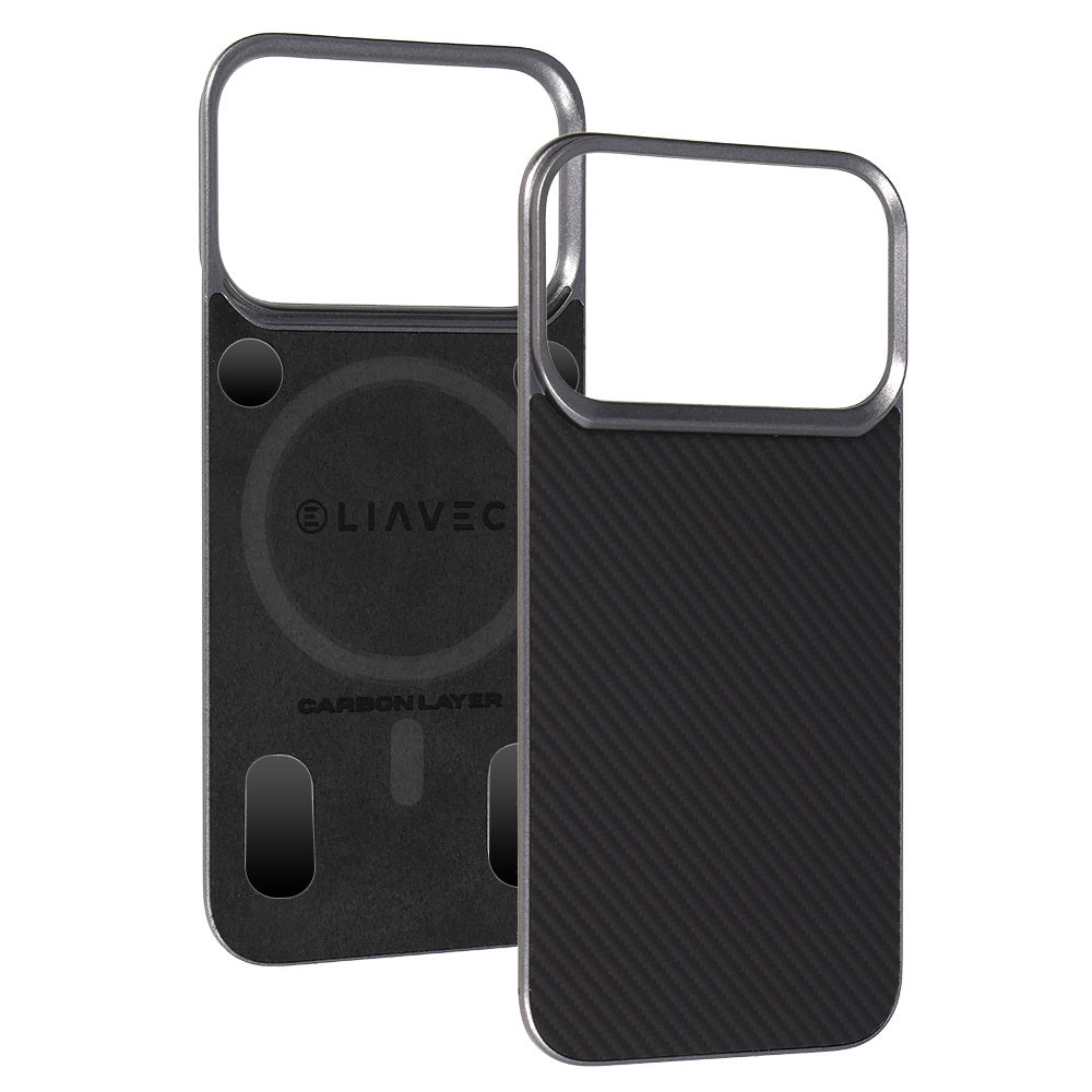 Husa Liavec Carbon Layer Magsafe Aramid Fiber pentru iPhone 17 Pro Max Negru