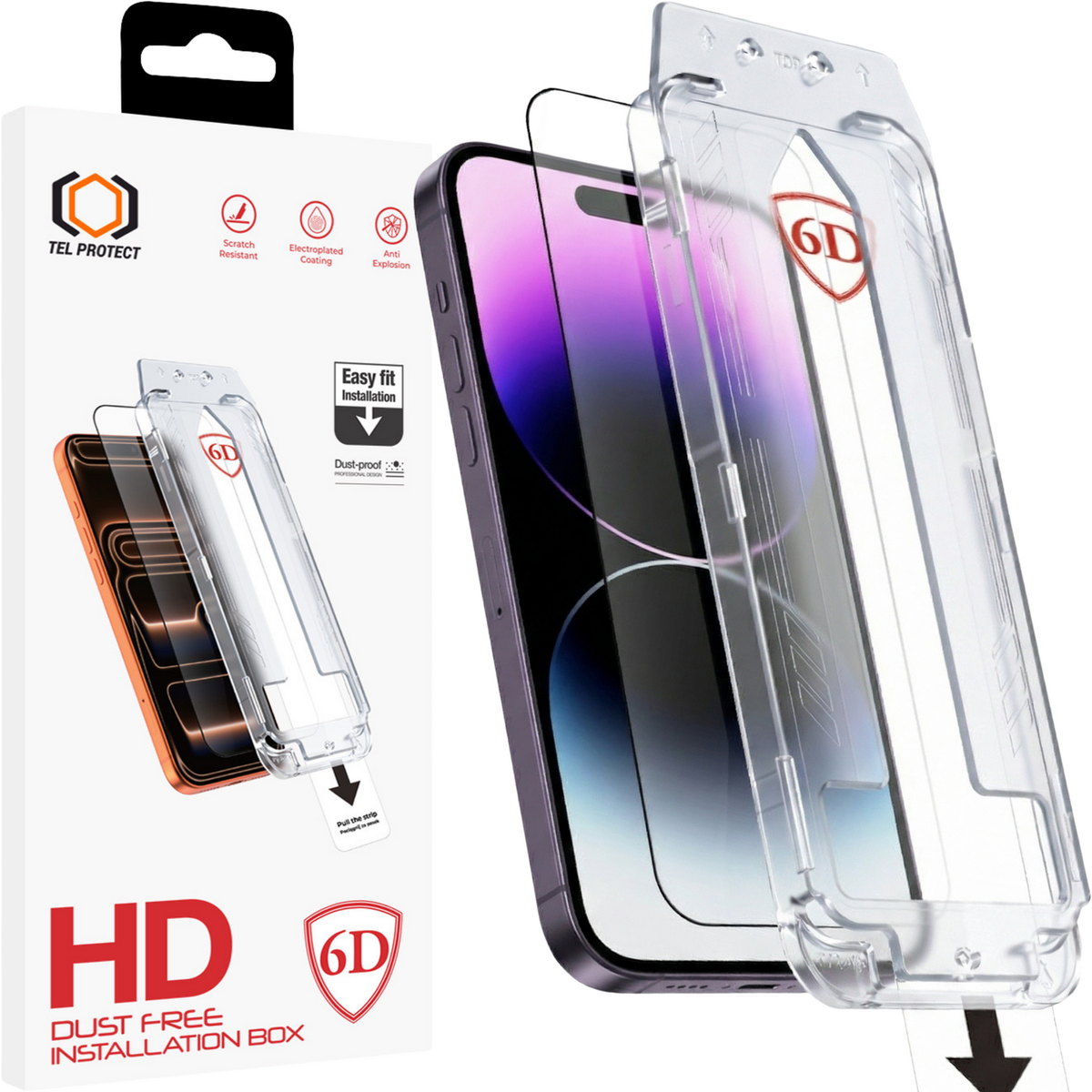 Folie Tel Protect Dust-free Easy Fit Full Glue 6D sticla pentru iPhone 14 Pro Negru