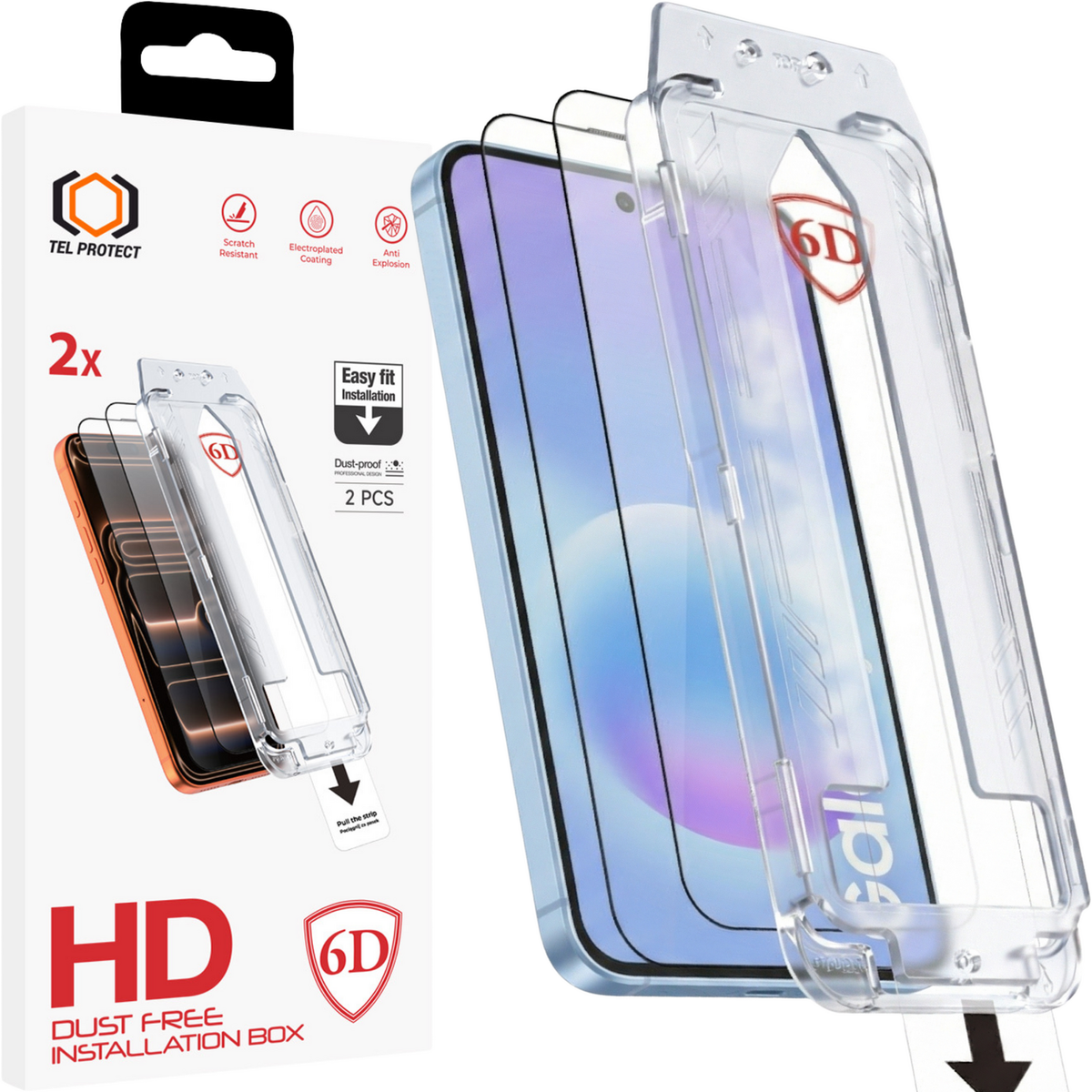 Folie Tel Protect Dust-free Easy Fit Full Glue 6D sticla pentru Samsung Galaxy A56/A57 5G Negru - 2 Pieces