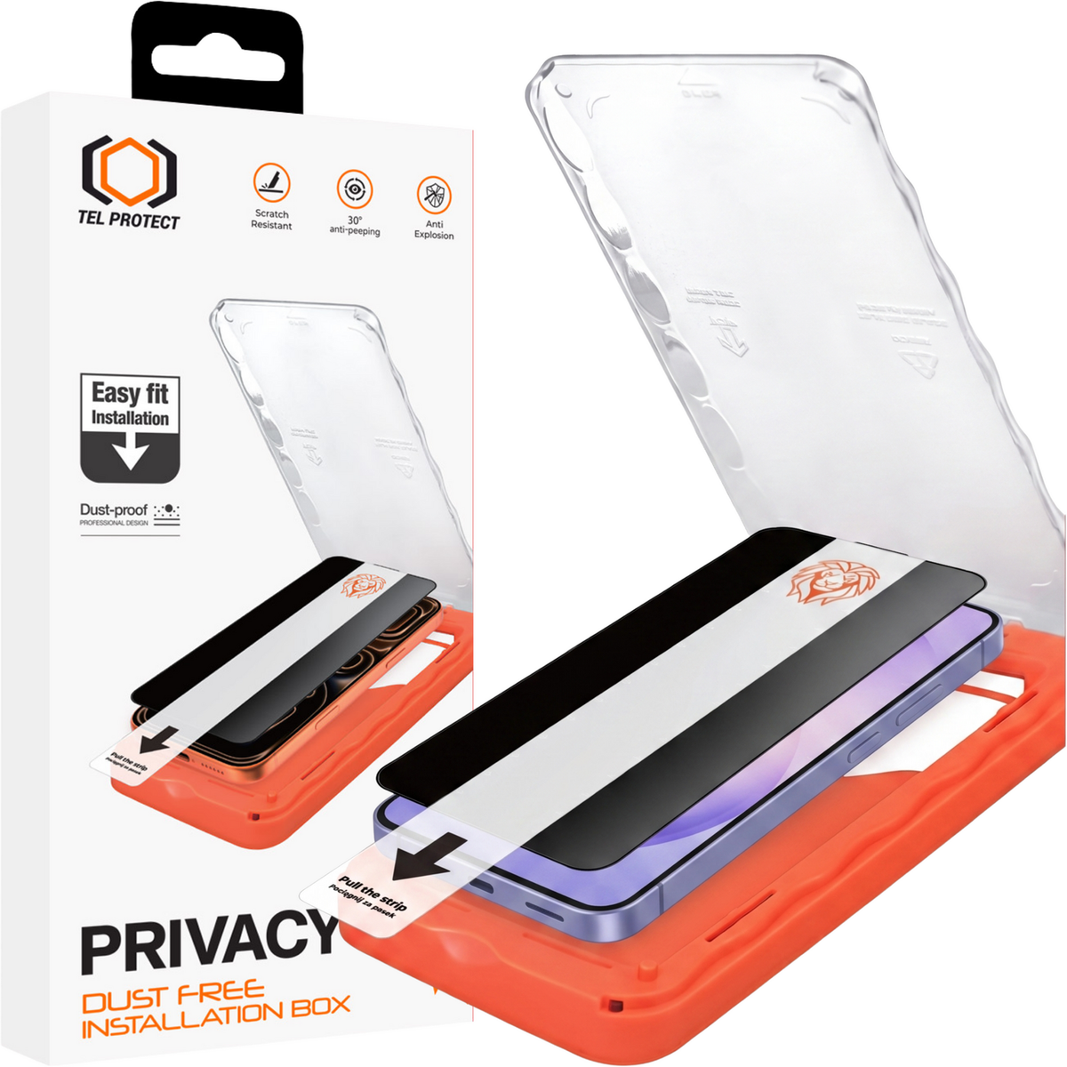 Folie Tel Protect Dust-free Easy Fit Privacy Titan sticla pentru Samsung Galaxy S26 Negru (cu Fingerprint Unlock)
