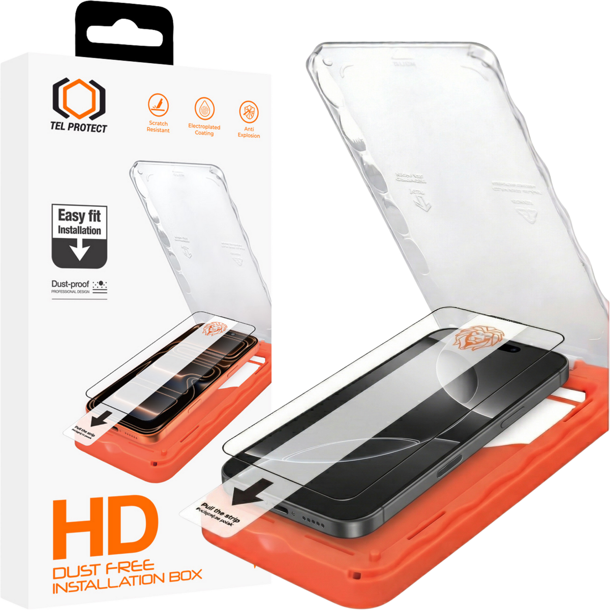 Folie Tel Protect Dust-free Easy Fit HD Titan sticla pentru iPhone 16 Pro Max Negru