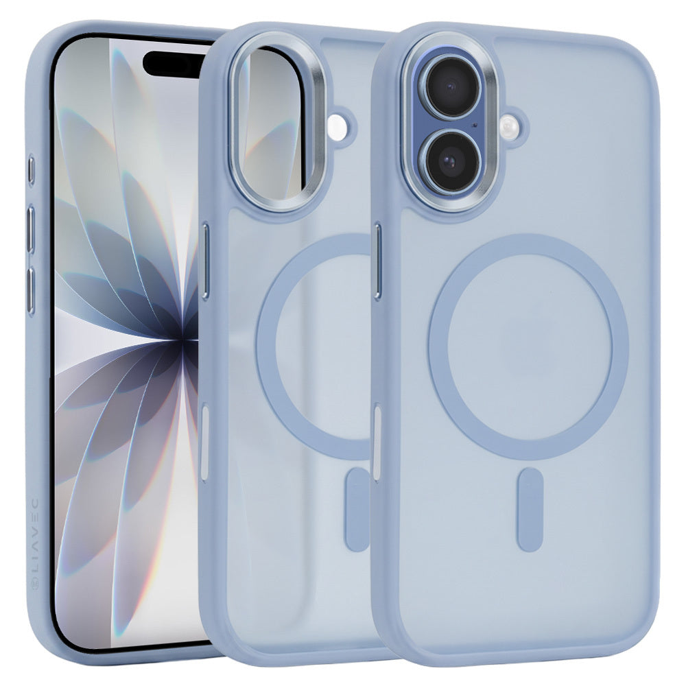 Husa Liavec Cloudy cu Metal Camera Frame pentru iPhone 17 Albastru Control Button)