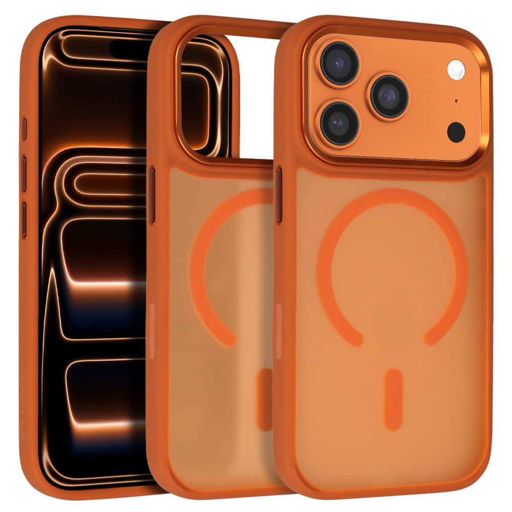Husa Liavec Cloudy cu Metal Camera Frame pentru iPhone 17 Pro Max Portocaliu Control Button)