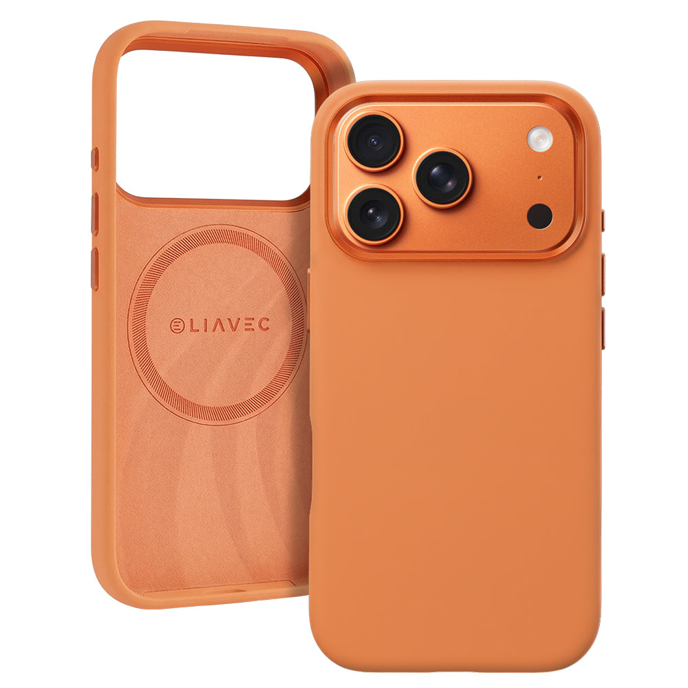 Husa Liavec Silky cu Metal Camera Frame pentru iPhone 17 Pro / 18 Pro Portocaliu