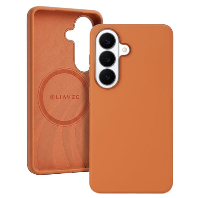 Husa Liavec Silky cu Metal Camera Frame pentru Samsung Galaxy S26 Portocaliu