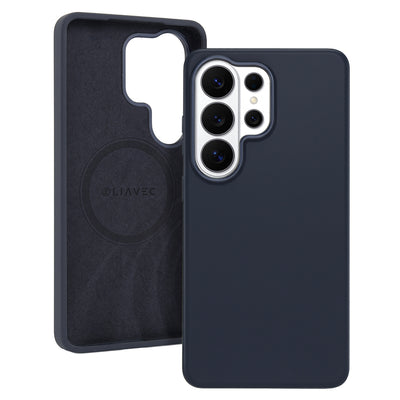 Husa Liavec Silky cu Metal Camera Frame pentru Samsung Galaxy S26 Ultra Albastru