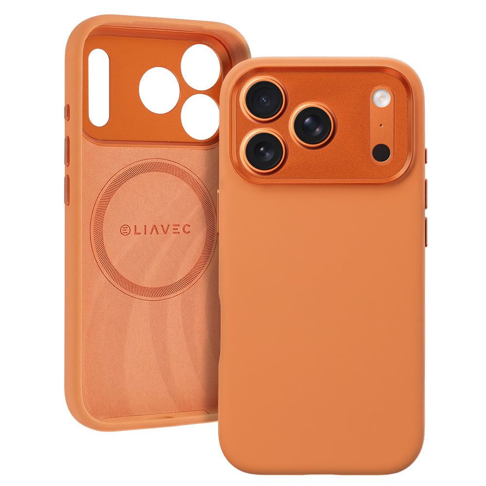 Husa Liavec Silk Shield cu Metal Camera Frame pentru iPhone 17 Pro / 18 Pro Portocaliu