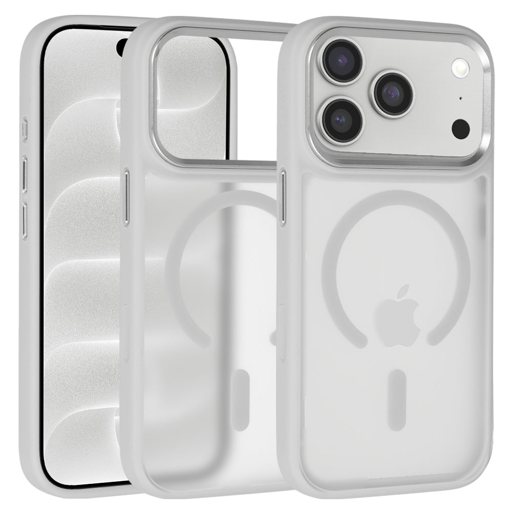 Husa Liavec Cloudy cu Metal Camera Frame pentru iPhone 18 Pro/17 Pro Gri Control Button)