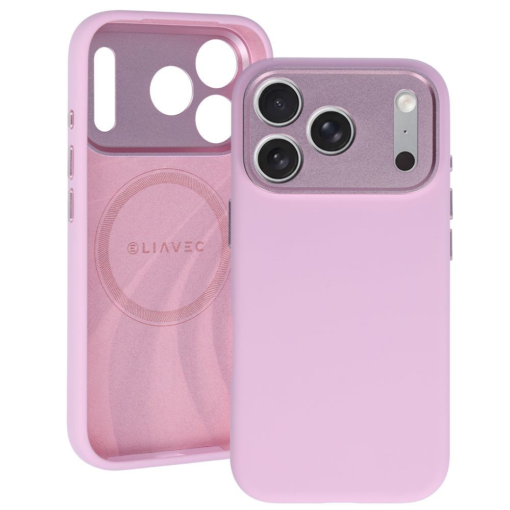 Husa Liavec Silk Shield cu Metal Camera Frame pentru iPhone 18 Pro Max/17 Pro Max Roz
