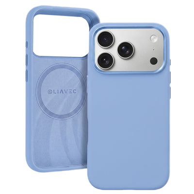 Husa Liavec Silky cu Metal Camera Frame pentru iPhone 18 Pro/17 Pro Albastru deschis