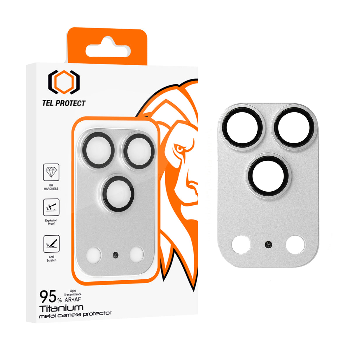 Folie sticla Tel Protect 95% AR+AF Full Metal Camera protectie On pentru iPhone 18 Pro Max Argintiu Island)