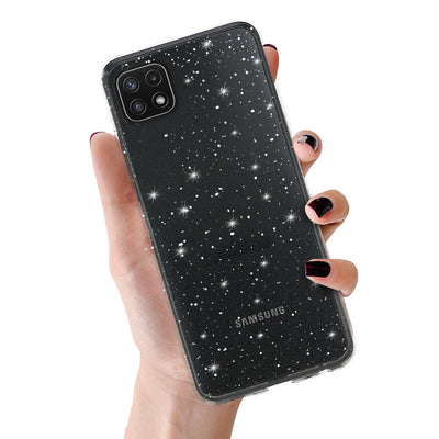 Husa Crystal Glitter pentru Samsung Galaxy A22 5G Argintiu