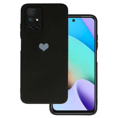 Husa Vennus Silicone Heart pentru Xiaomi Redmi 10 Design 1 Negru