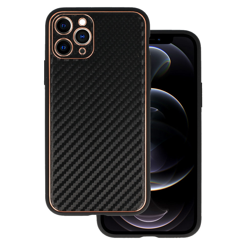Husa TEL Protect piele Carbon pentru iPhone 11 Pro Negru