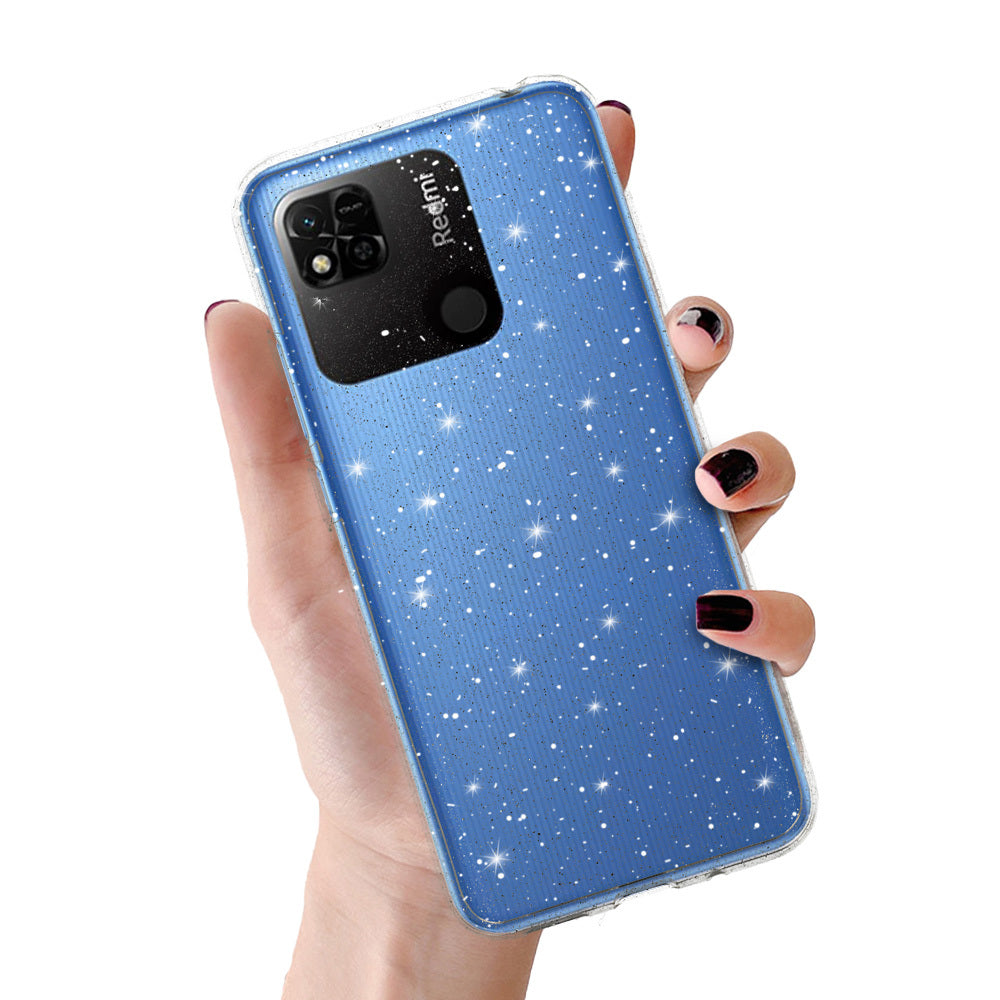 Husa Crystal Glitter pentru Xiaomi Redmi 10A Argintiu