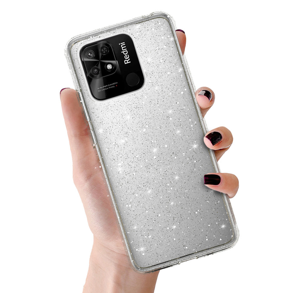Husa Crystal Glitter pentru Xiaomi Redmi 10C Argintiu