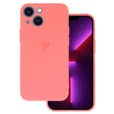 Husa Vennus Silicone Heart pentru iPhone 14 Plus Design 1 Coral