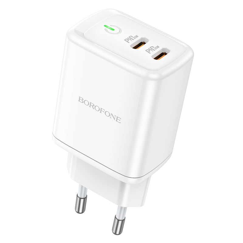 Incarcator priza Borofone BN9 Reacher - 2xType C - QC 3.0 PD 35W Alb