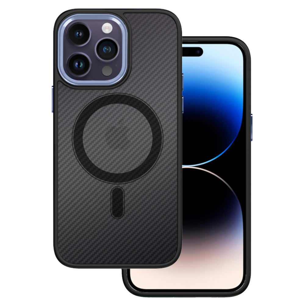 Husa Tel Protect Magnetic Carbon pentru iPhone 13 Pro Negru-Mov
