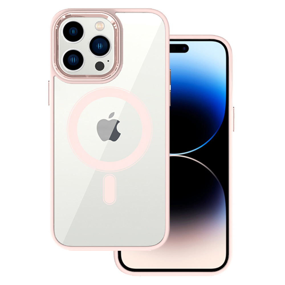 Husa Tel Protect Magnetic Transparent pentru iPhone 15 Plus Salmon