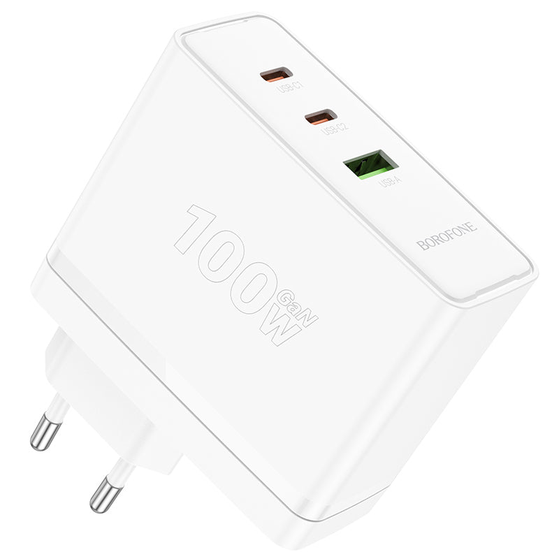 Incarcator priza Borofone Bn11 Imperial - USB + 2xType C - QC 3.0 PD 100W Alb
