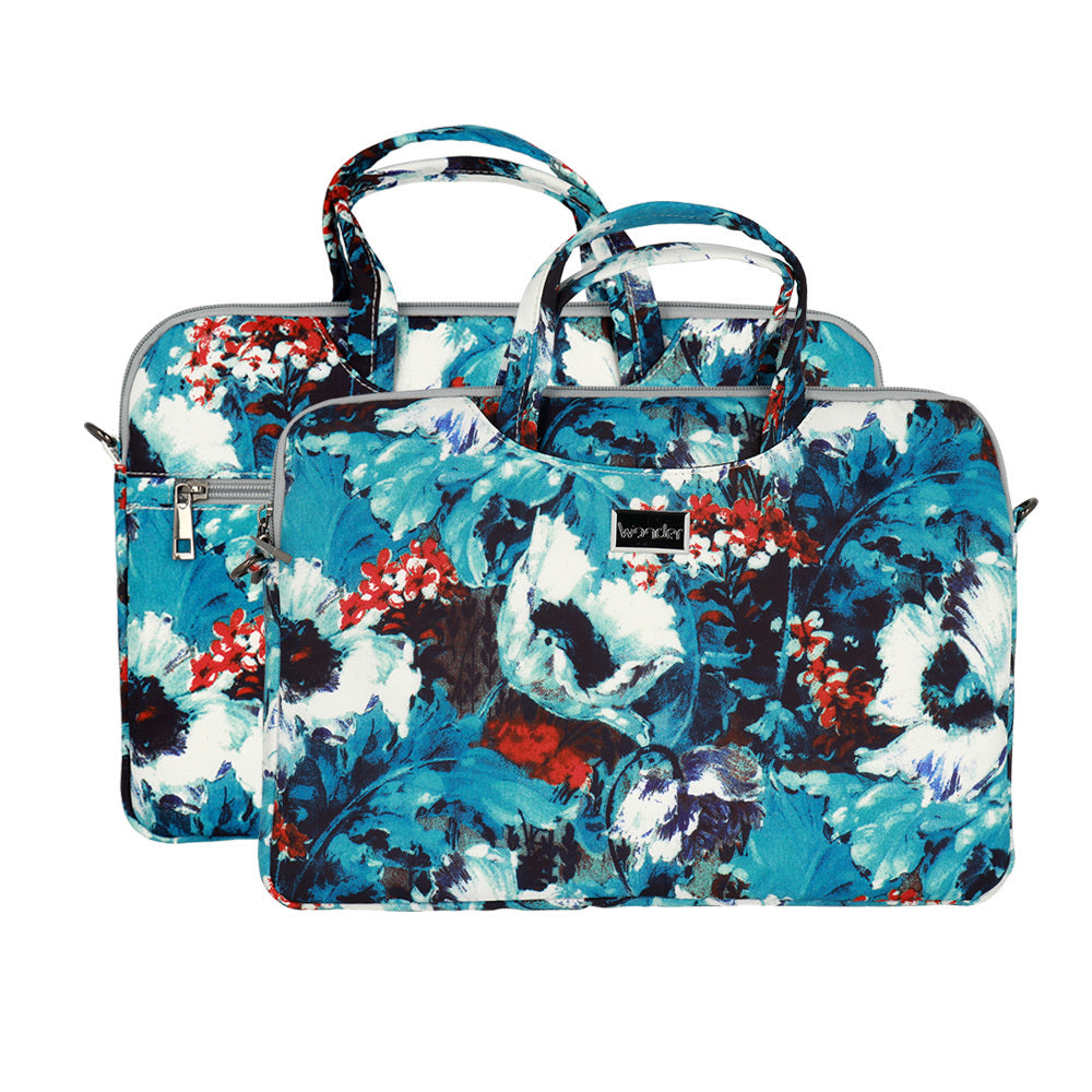Husa Wonder Briefcase Laptop 15-16 Inches Alb Poppies