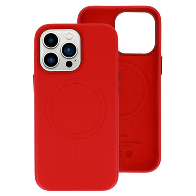Husa Magsafe piele iPhone 15 Plus Rosu