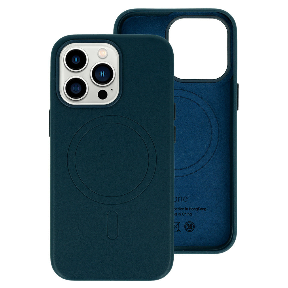 Husa Magsafe piele iPhone 15 Plus Navy