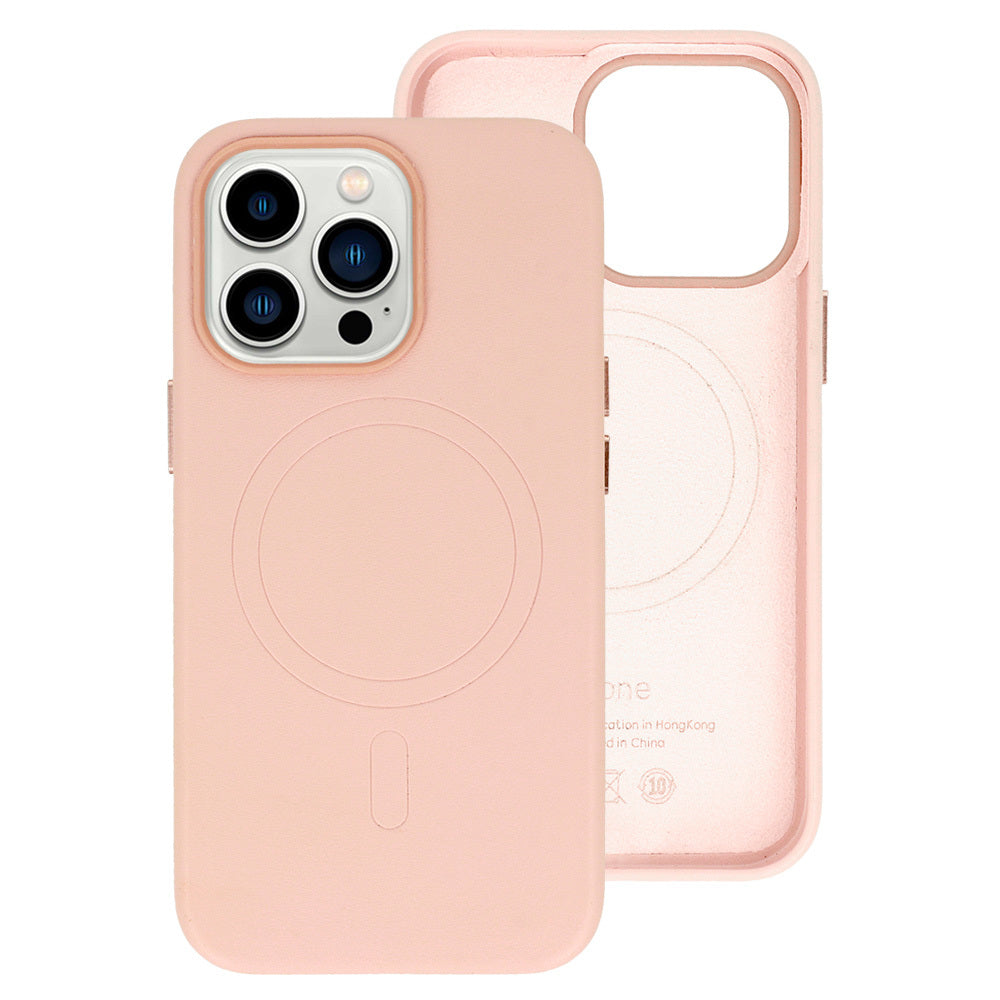 Husa Magsafe piele iPhone 15 Plus Roz deschis