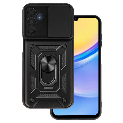 Husa Slide Camera Armor pentru Samsung Galaxy A15 4G/5G Negru