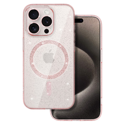 Husa Glitter Magsafe pentru iPhone 11 Roz Transparent