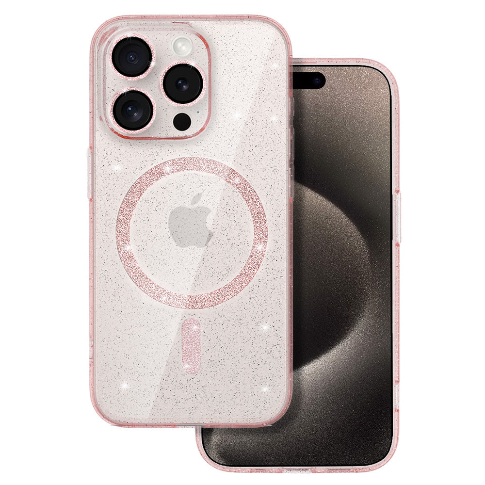 Husa Glitter Magsafe pentru iPhone 11 Roz Transparent
