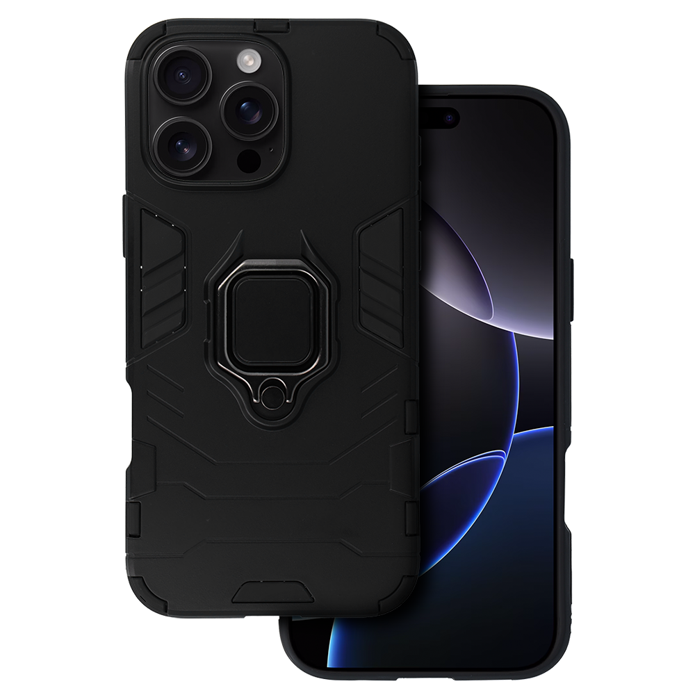 Husa Ring Armor pentru iPhone 16 Pro Max Negru