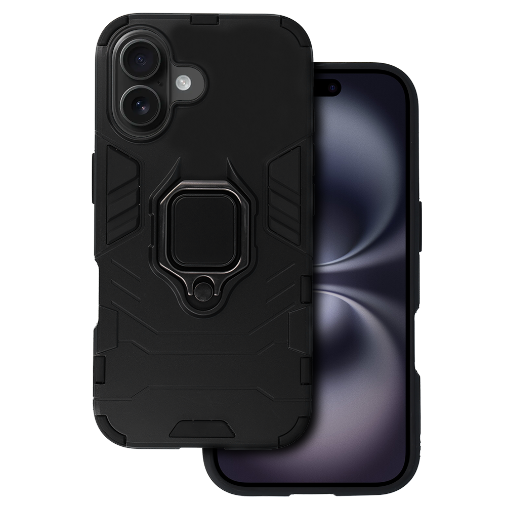 Husa Ring Armor pentru iPhone 16 Plus Negru