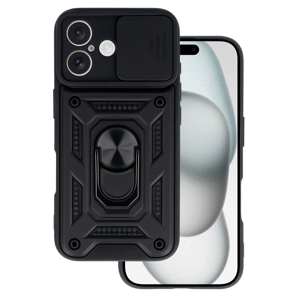 Husa Slide Camera Armor pentru iPhone 16 Negru