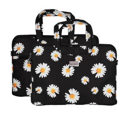 Husa Wonder Briefcase Laptop 15-16 Inches Negru Daisies