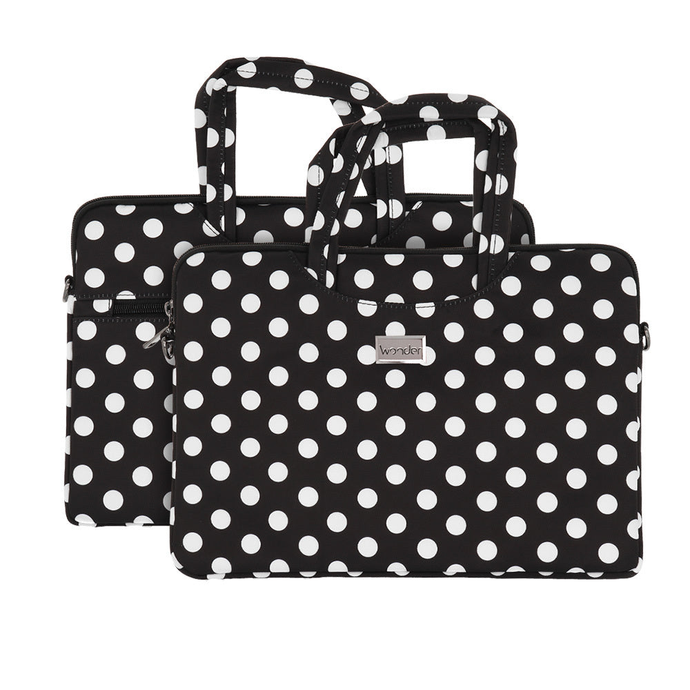 Husa Wonder Briefcase Laptop 13-14 Inches Negru Polka-dot