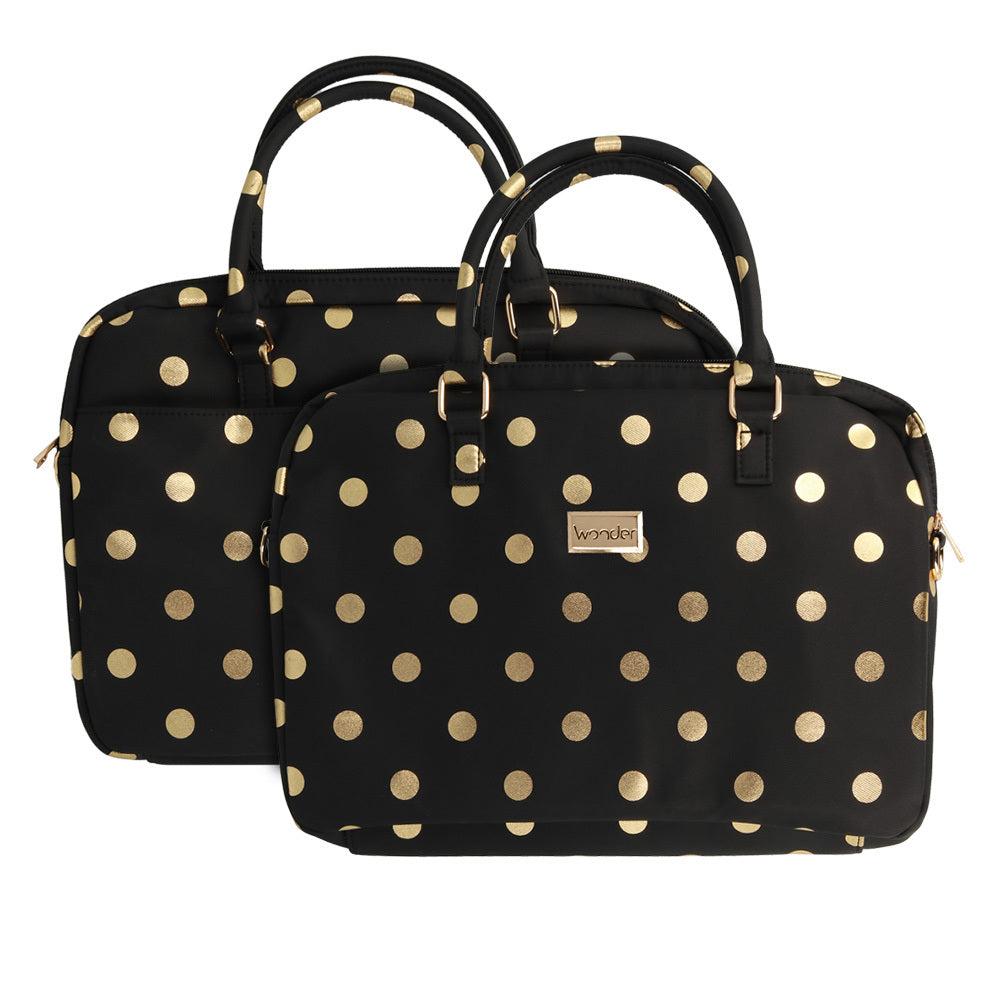 Husa Wonder Briefcase Laptop 17 Inches Auriu Polka-dot