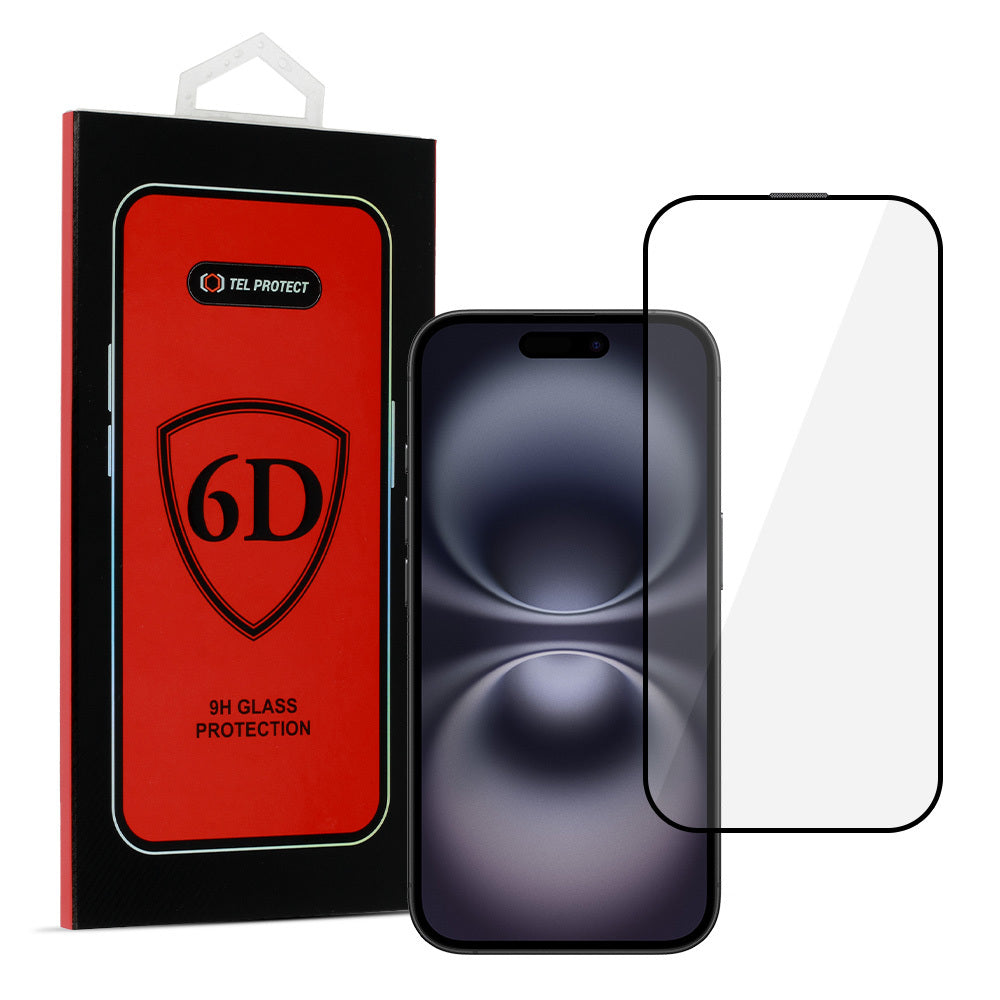 Folie Tel Protect Full Glue 6D sticla pentru iPhone 16 Plus Negru