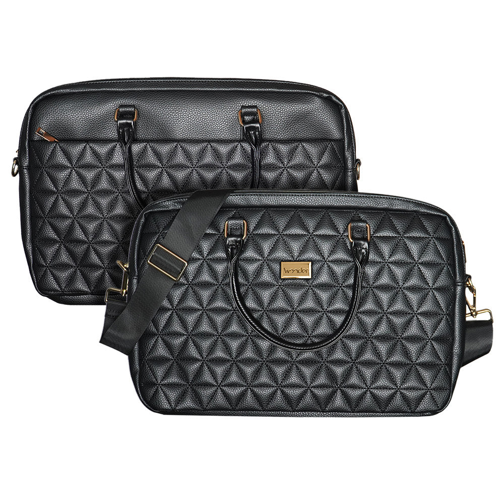 Husa Wonder Briefcase Laptop 17 Inches Pico Quilted Negru