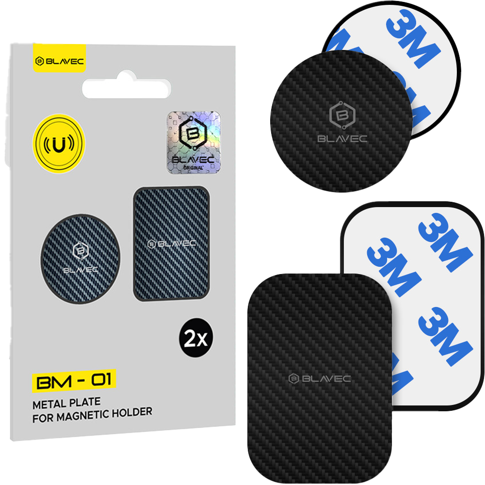 Suport Blavec Metal Plate pentru Magnetic Bm-01 Set Of 2 Pieces Round (40mm) si Rectangle (40x58mm) Carbon