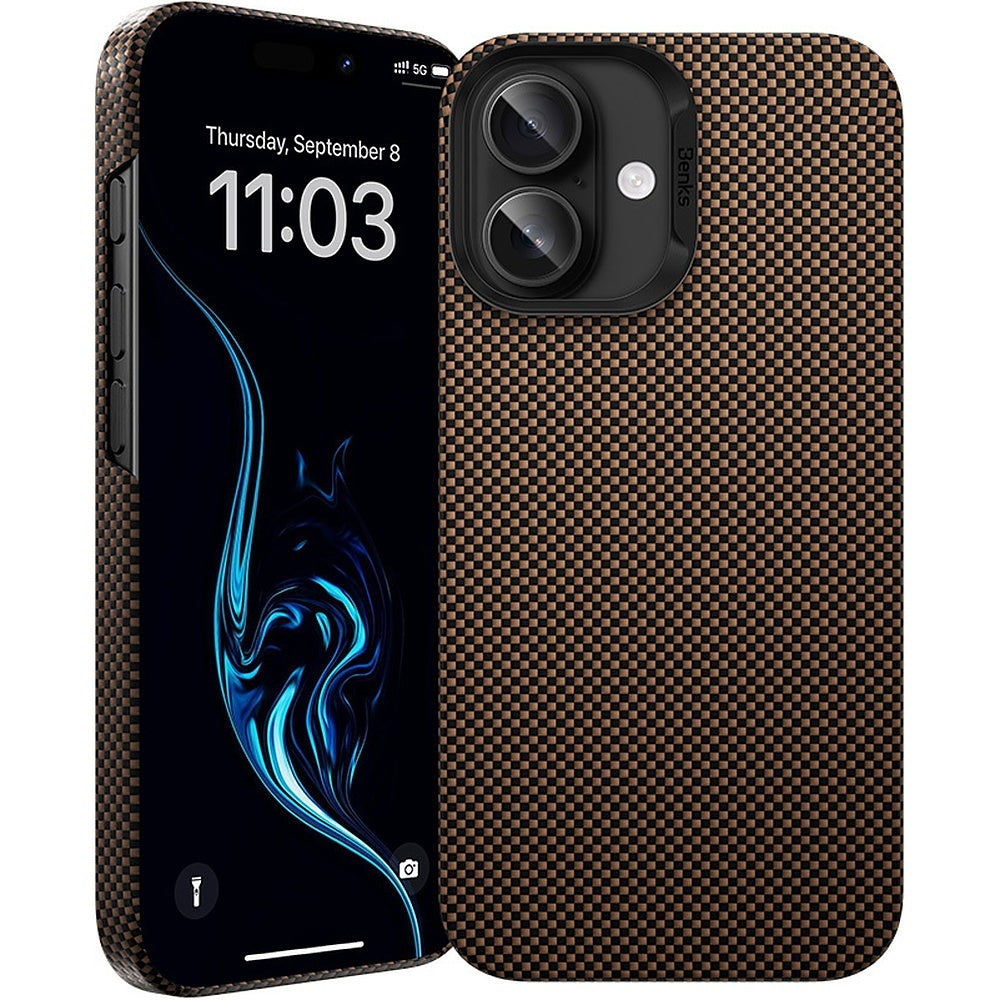 Husa Benks Magnetic Armor Tint Kevlar 1000D (0064) pentru iPhone 16 Plus Auriu