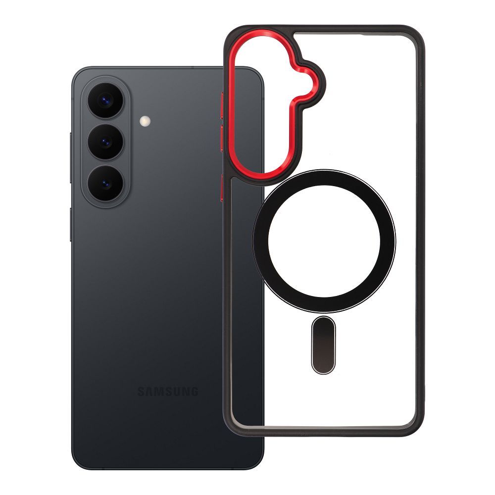 Husa Color Edge Mag pentru Samsung S26 Plus Compatible cu Magsafe Negru-Rosu