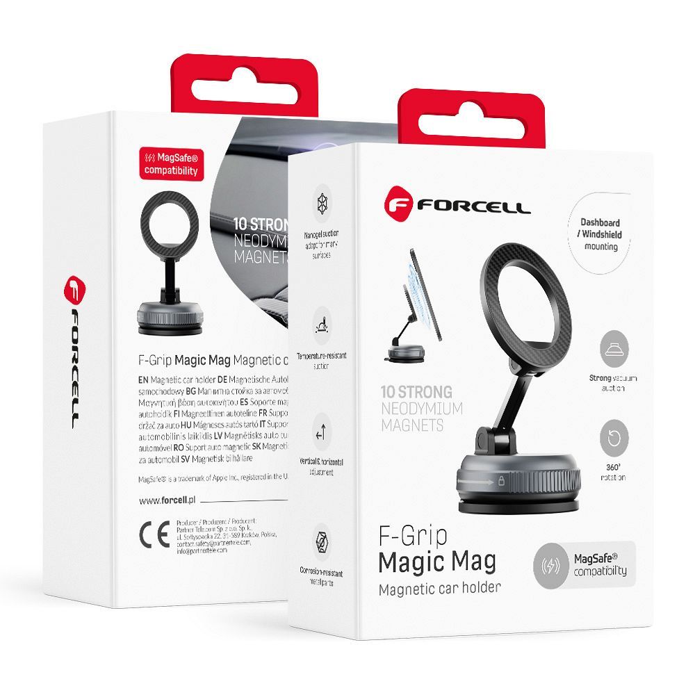 Suport Forcell Magic Mag Magnetic Suction Cup Phone Compatible cu Magsafe Negru