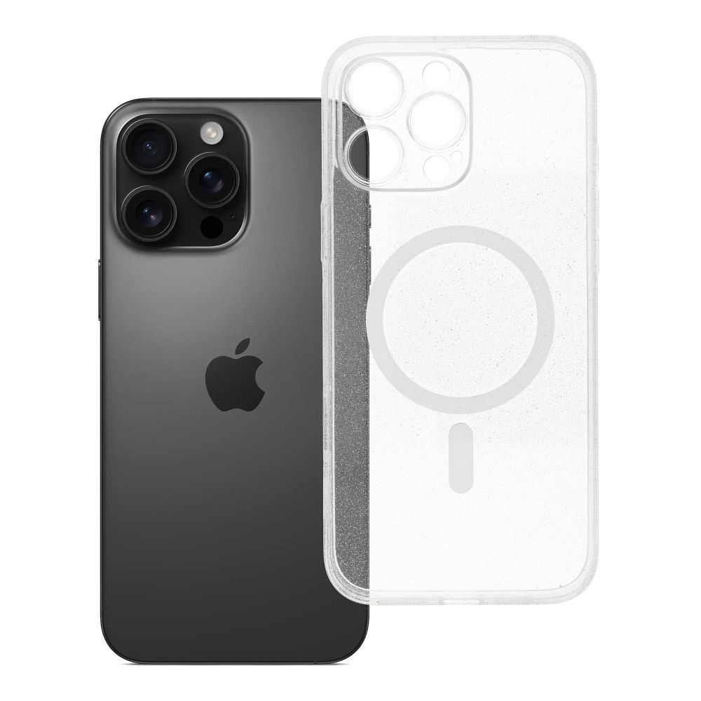 Husa Transparent Mag pentru iPhone 16 PRO MAX - Glitter (STR / Camera Protection) Compatible cu Magsafe Transparent Glit